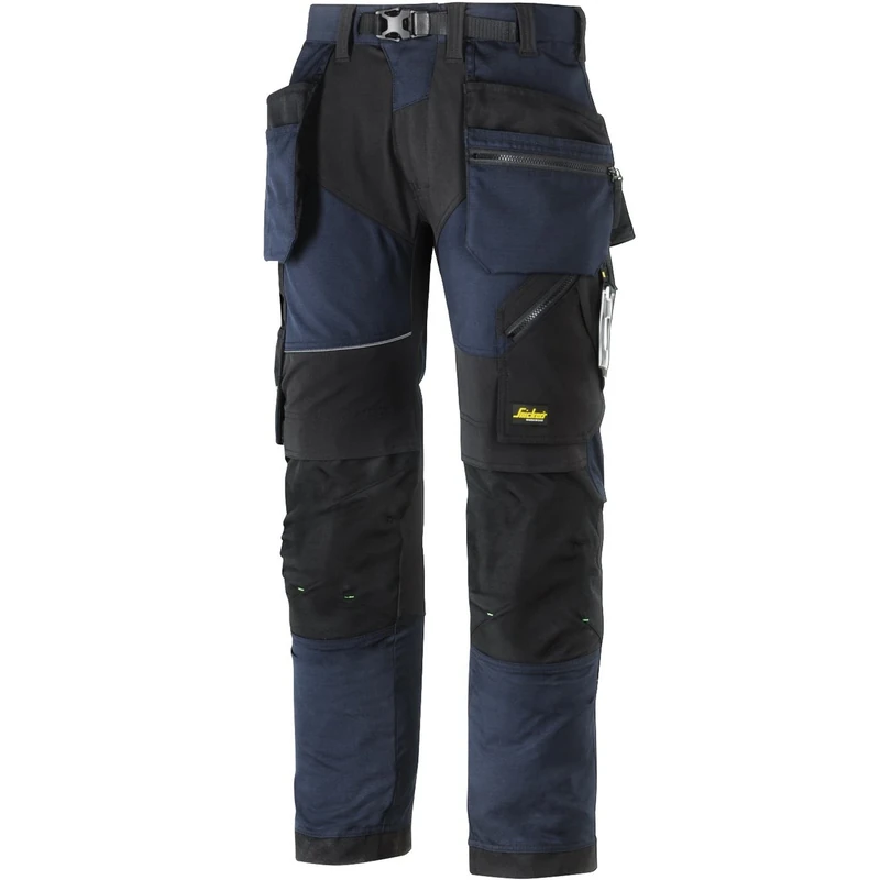 Snickers 69029504250 Size 250 "FlexiWork" Work Trousers with Holster Pockets - Navy Blue/Black