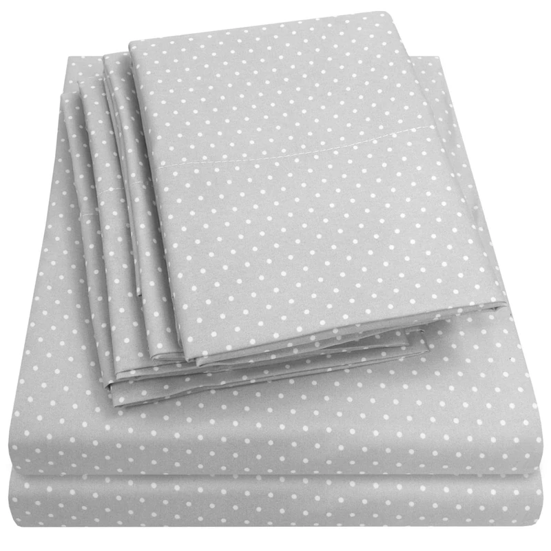 Sweet Home Collection Twin Size Bed Sheets - 4 Piece 1500 Supreme Collection Fine Brushed Microfiber Deep Pocket Twin Sheet Set Bedding - 1 EXTRA PILLOW CASES, GREAT VALUE, Dot Gray