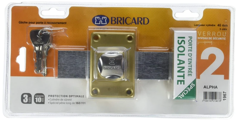 Bricard 1967 Alpha Button Lock Cylinder 45 mm ø 22 mm Gold - Image 1