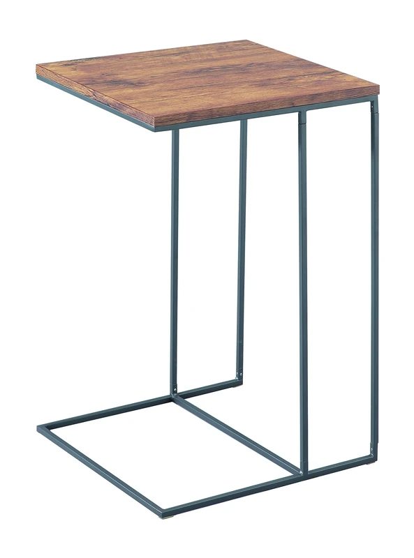 ASPECT Alana Wooden Top Side End Laptop Table/Sofa Couch Console Stand, Steel Vintage, 40x40x60 cm