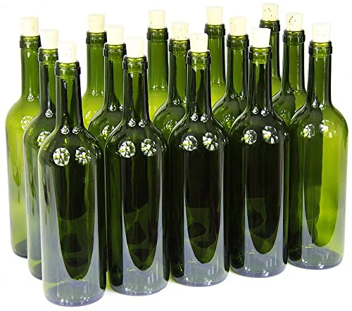 Wine Bottles with/without Corks Empty Glass Bottles 750 ml Bottle Liquor Wine 3 Colours, olive green, 24 Stk. mit Korken