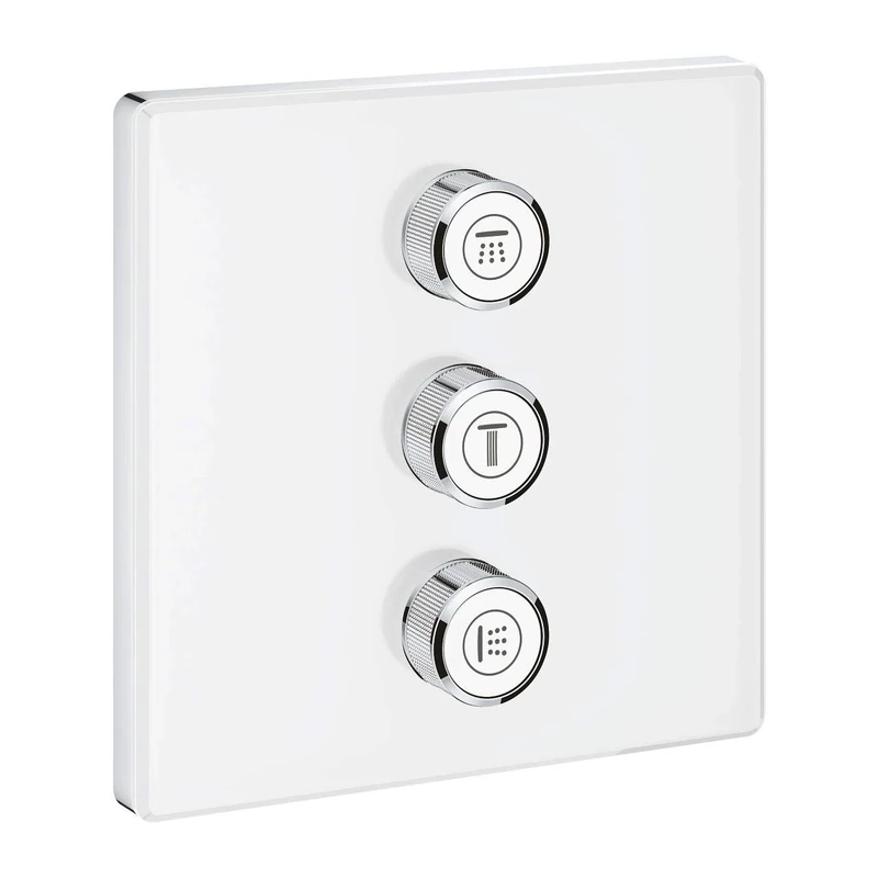GROHE Grohtherm Smartcontrol Triple Volume Control Trim Set for Concealed Installation, with Three Valves Square Shape, Moon White, Made In Germany By GROHE 29158LS0