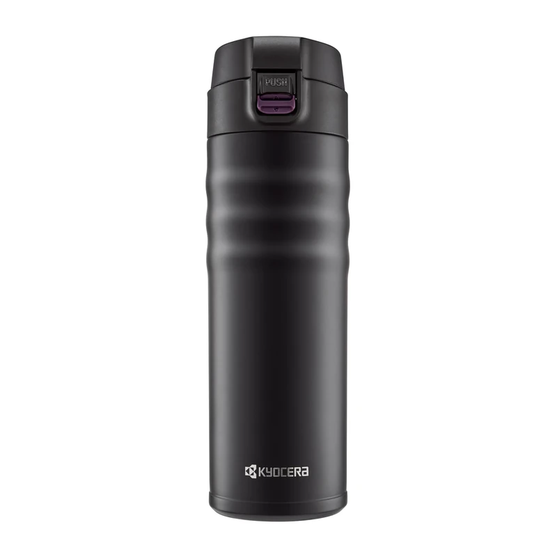 Kyocera MB-17F BK Flip Top Ceramic Coated Travel Mug, Stainless Steel, Black, 500ml