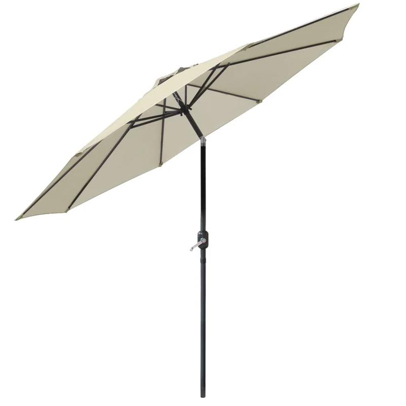 Greenbay 3m Round Parasol 8 Metal Ribs Construction Garden Furniture Parasol Outdoor Umbrella With Winding Crank & Tilt Function (Cream)