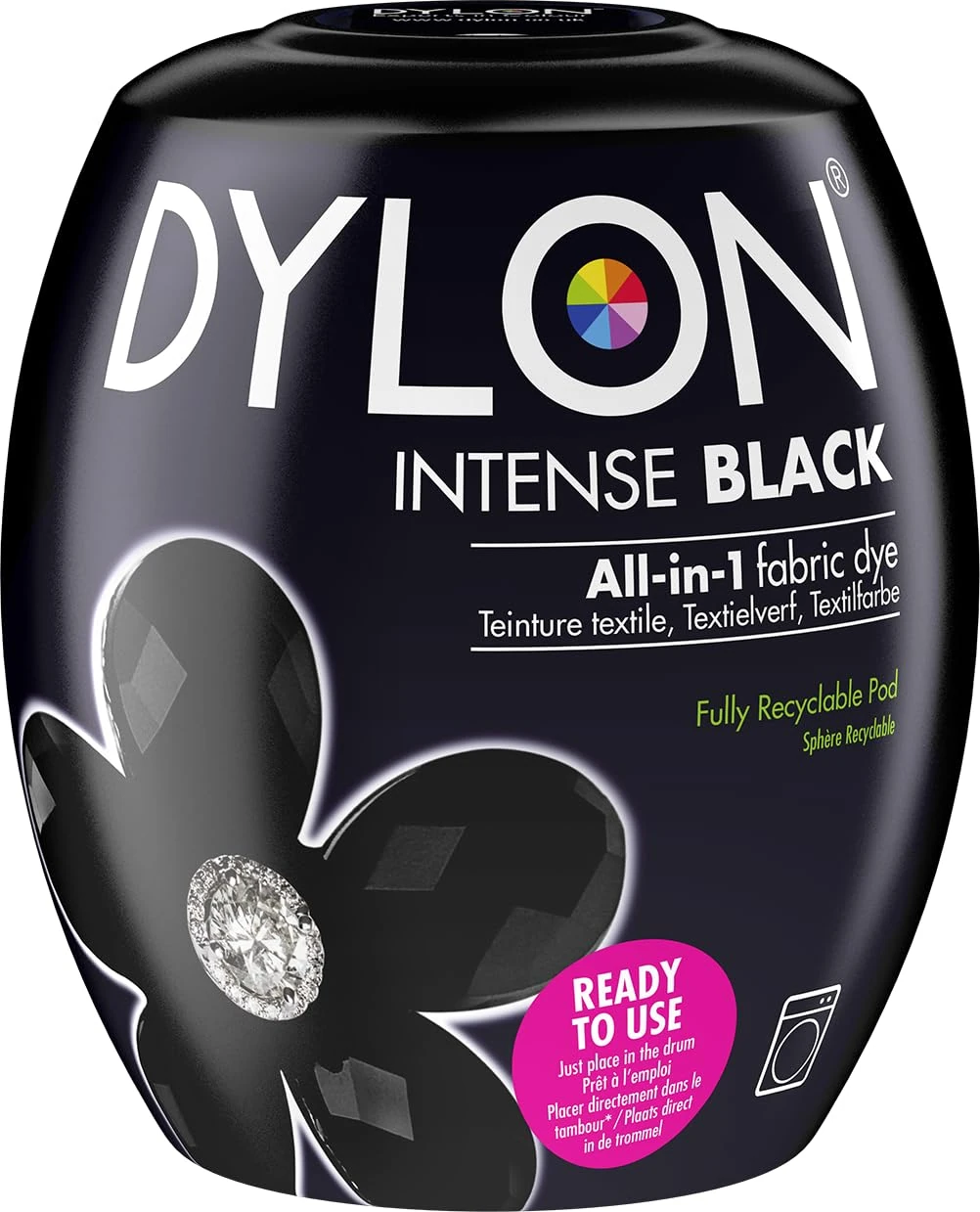 Dylon Washing Machine Fabric Dye Pod Intense Black, 350g, Packaging May Vary