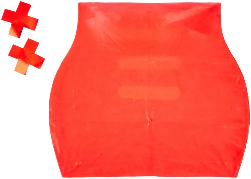 LATEXWEAR Latex Mini Skirt with Open Back, Small/Medium, Red
