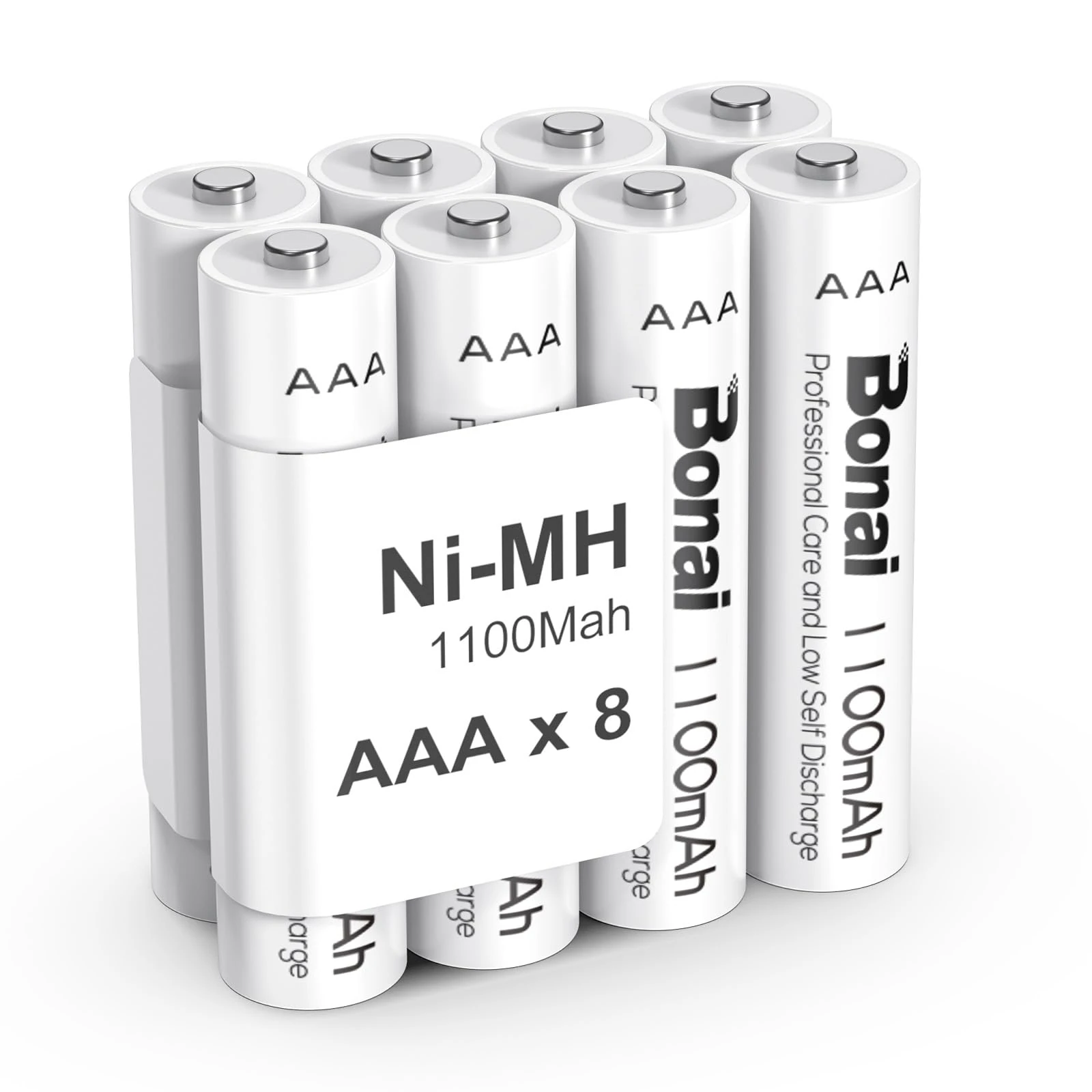 BONAI 1100mAh AAA Rechargeable Batteries High Capacity 1200 Cycles Rechargeable Battery AAA [ Pack of 8 ]