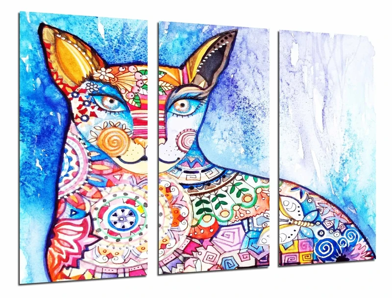 Cuadros Cámara Photographic Picture Decoration Mandala Cat Total Size: 97 x 62 cm XXL
