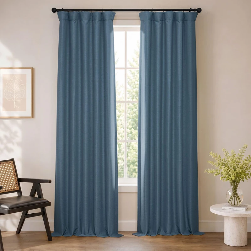 HPD Half Price Drapes Bellino Room Darkening Curtain 50 X 84 (1 Panel), BOCH-PL1704-84, Wild Blue
