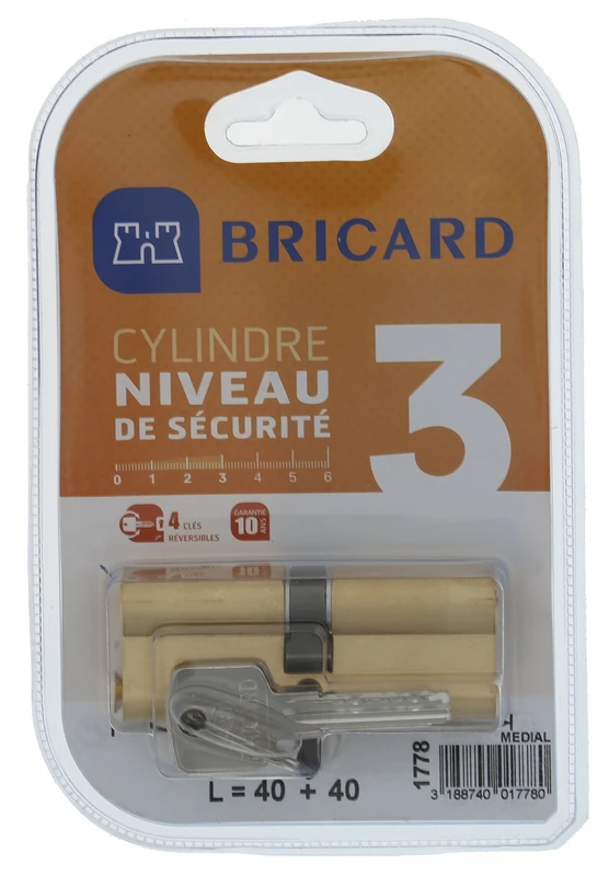 BRICARD 1751 Double Entry Lock Cylinder, Silver, 1778