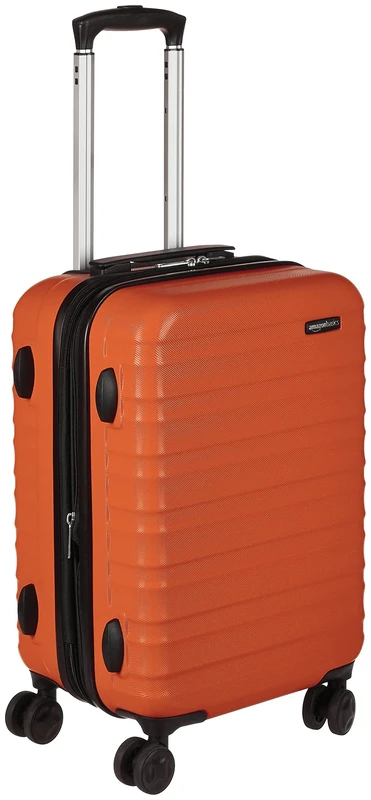 Amazon Basics Hardside Expandable Carry-on - ABS Travel Luggage with 4 Double Spinner Wheels - Scratch Resistant and Lightweight Construction - 37.5 x 25.5 x 55cm - Burnt Orange