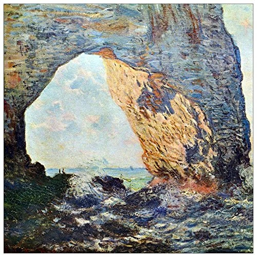 ArtPlaza Monet Claude-The rocky cliffs of Ètretat Decorative Panel, Wood, Multi-Colour, 50 x 1.8 x 50 cm