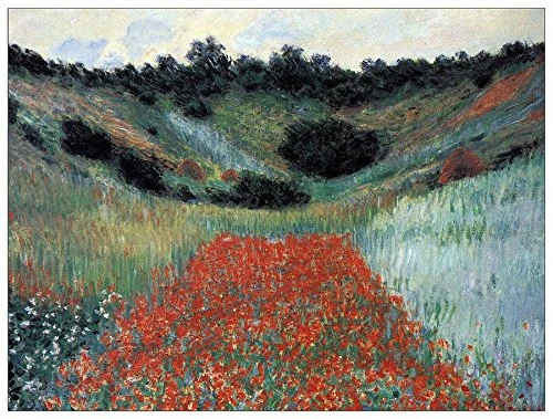 ArtPlaza Monet Claude-Poppy field in Giverny Decorative Panel, Wood, Multi-Colour, 80 x 1.8 x 60 cm
