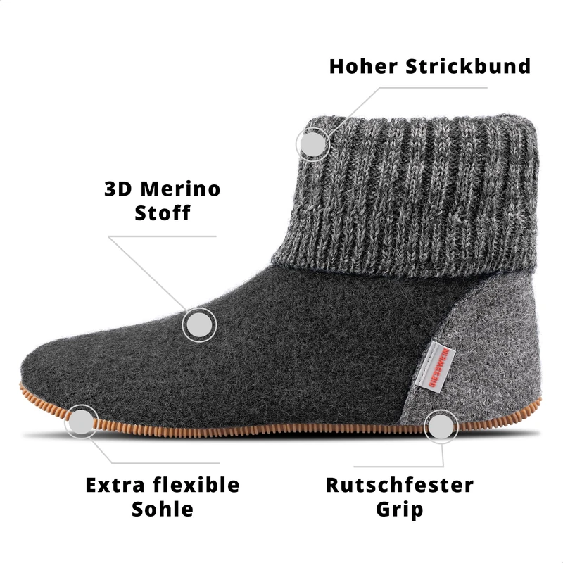 Giesswein High Slipper Wildpoldsried Anthracite 32