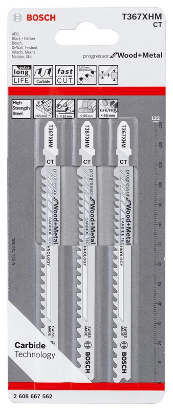 Bosch Professional 2608667562 Jigsaw Blade T 367 XHM Progressor for Wood and Metal for Wood and Metal Accessories Jigsaw 1 W 1 V