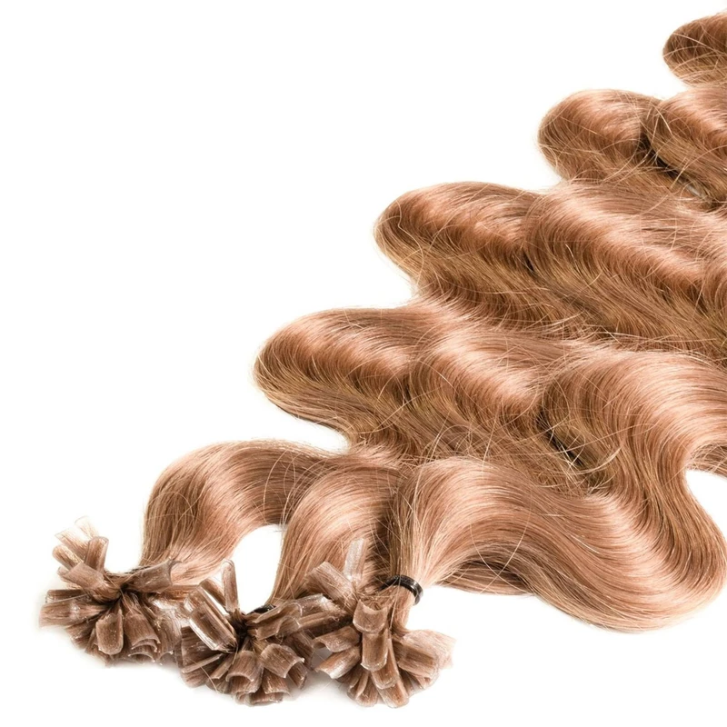 Just Beautiful Hair 25 x 1 g pre-bonded U-tip strands - 24 ", REMY Hair, #12 golden brown, weavy