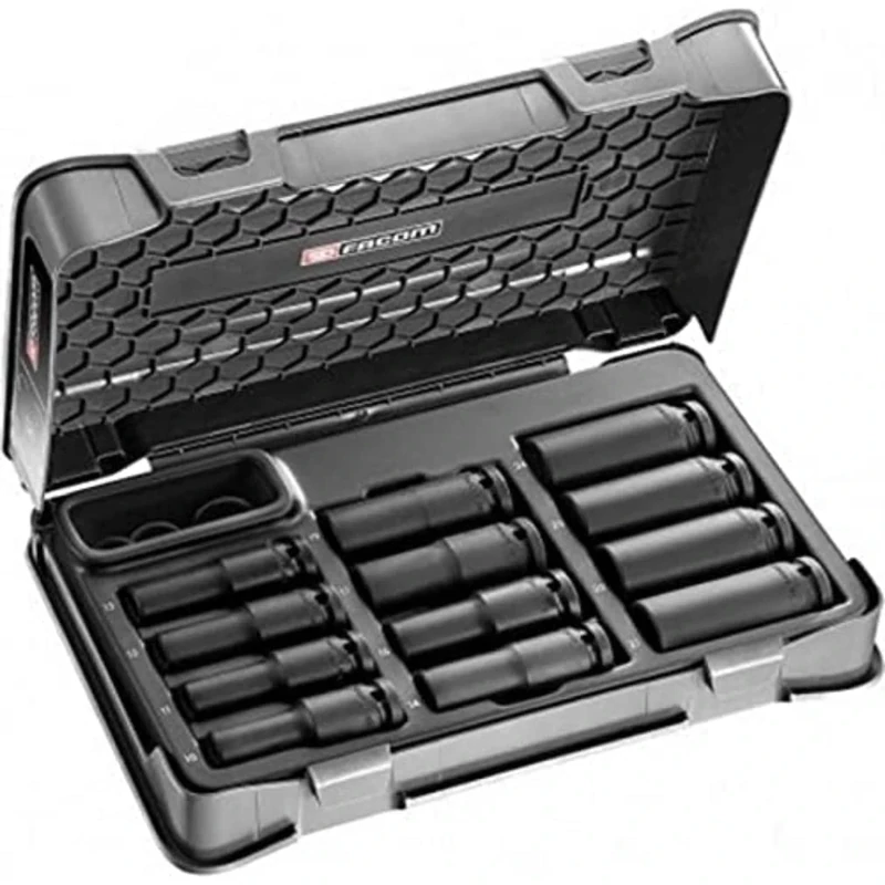 Facom nsdl. 405 A "Tool Material Long Impact Sockets, 10-24 mm, Black, 1/2