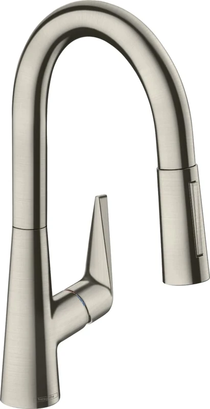 Hansgrohe Talis M51 Kitchen Tap 160 With Pull-out Spray And Hose Box, 2 Spray Modes, Stainless Steel Finish, 73850800
