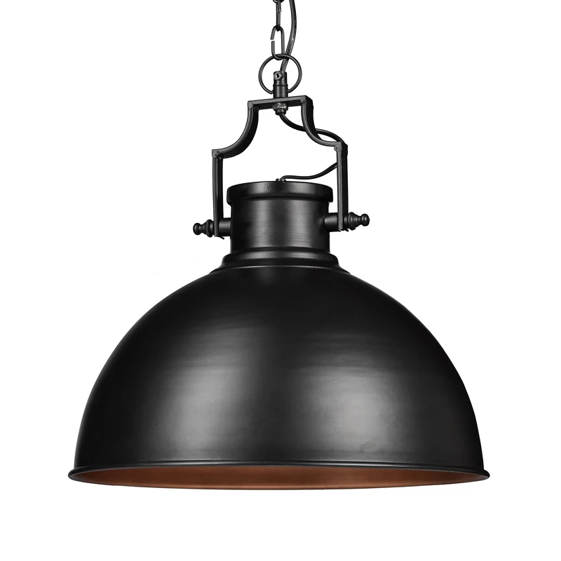 Relaxdays Industrial Design Pendant Light in Shabby Look, Decor for Dining Room, LED, Hanging Lamp, D=40.5 cm, Black, Iron, 40 W