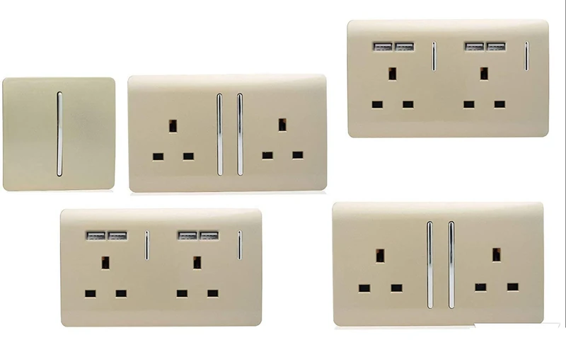 Trendi Switch Modern Glossy Switches/Sockets Home Office Trade/Multi Pack Gold