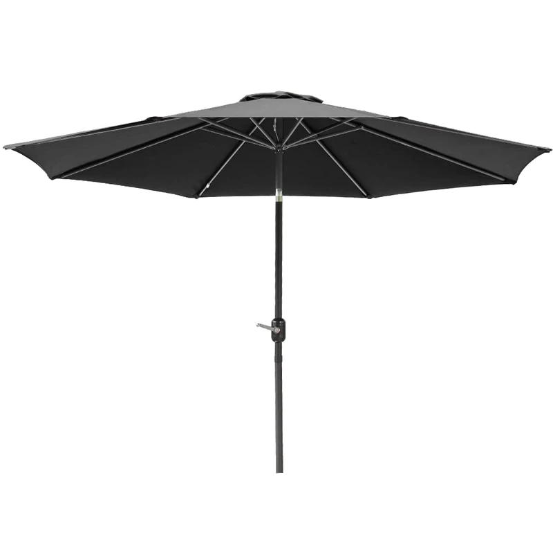 Greenbay 3m Round Parasol 8 Metal Ribs Construction Garden Furniture Parasol Outdoor Umbrella With Winding Crank & Tilt Function (Black) - Image 1