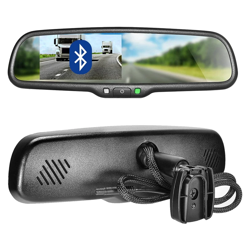 Master Tailgaters OEM BLUETOOTH Rear View Mirror with 4.3" Auto Adjusting Brightness LCD - Universal Fit, Hands Free Calling w/built in Speaker & Microphone