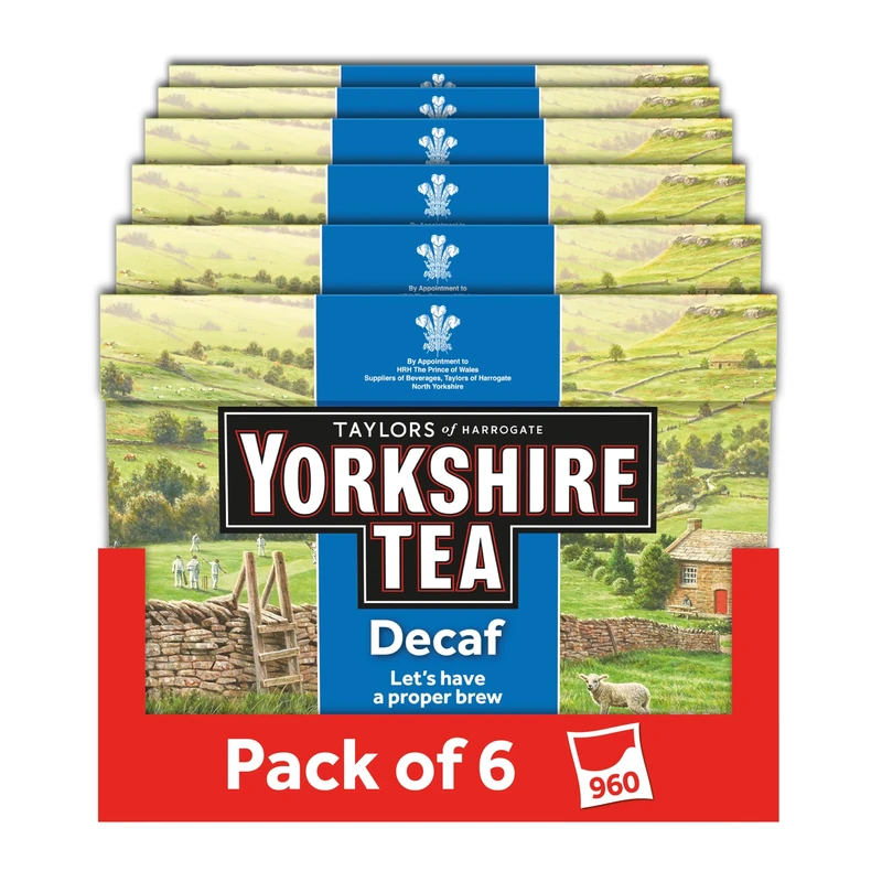 Yorkshire Tea Decaf, 6 Boxes of 160 Tea Bags (Total 960 Tea Bags)