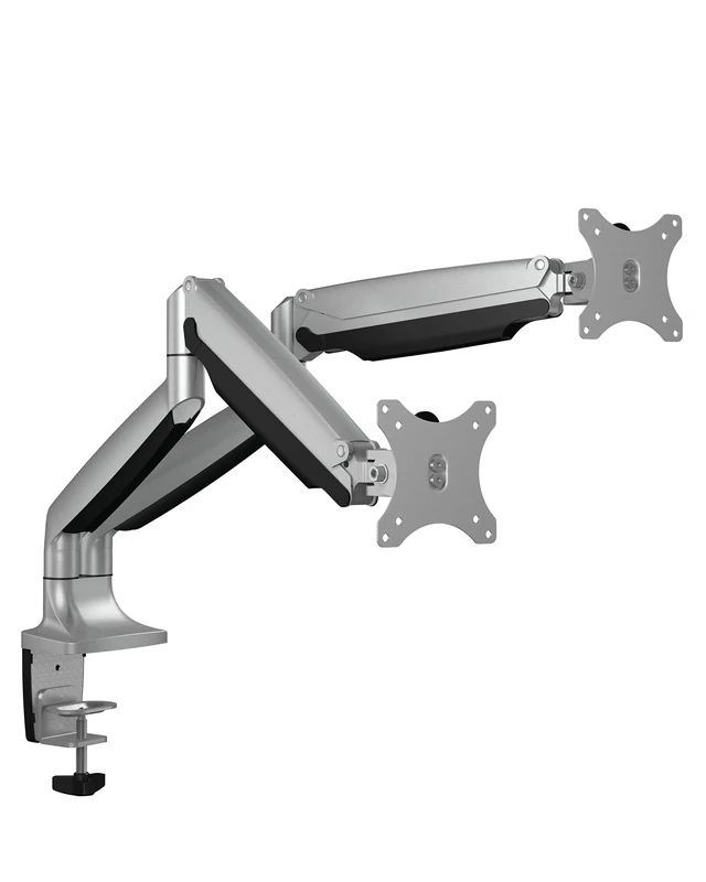 ICY BOX IB-MS504-T Monitor Mount for 2 Monitors up to 32 Inches (up to 9 kg, VESA 75 x 75/100 x 100), 2 Mounting Options, Swivel and Tilt, Cable Management, Ergonomic,