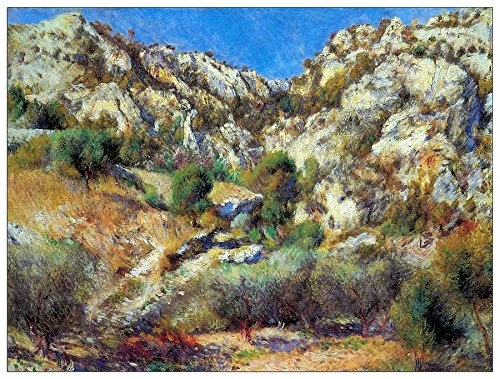 ArtPlaza Renoir Pierre-Auguste-Rocks at L'Estage Decorative Panel, Wood, Multi-Colour, 80 x 1.8 x 60 cm