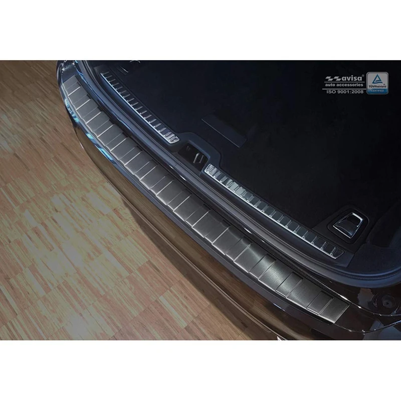 Avisa Black Stainless Steel Rear bumper protector compatible with Volvo V90 9/2016- 'Ribs'