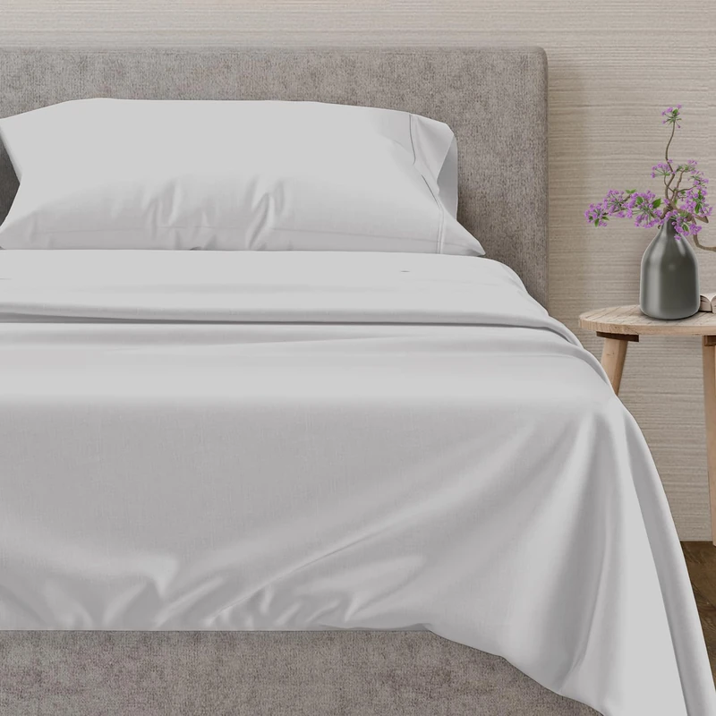Mayfair Linen 100% Egyptian Cotton Sheets, Silver Twin Sheets Set, 600 Thread Count Long Staple Cotton, Sateen Weave for Soft and Silky Feel, Fits Mattress Upto 18'' DEEP Pocket