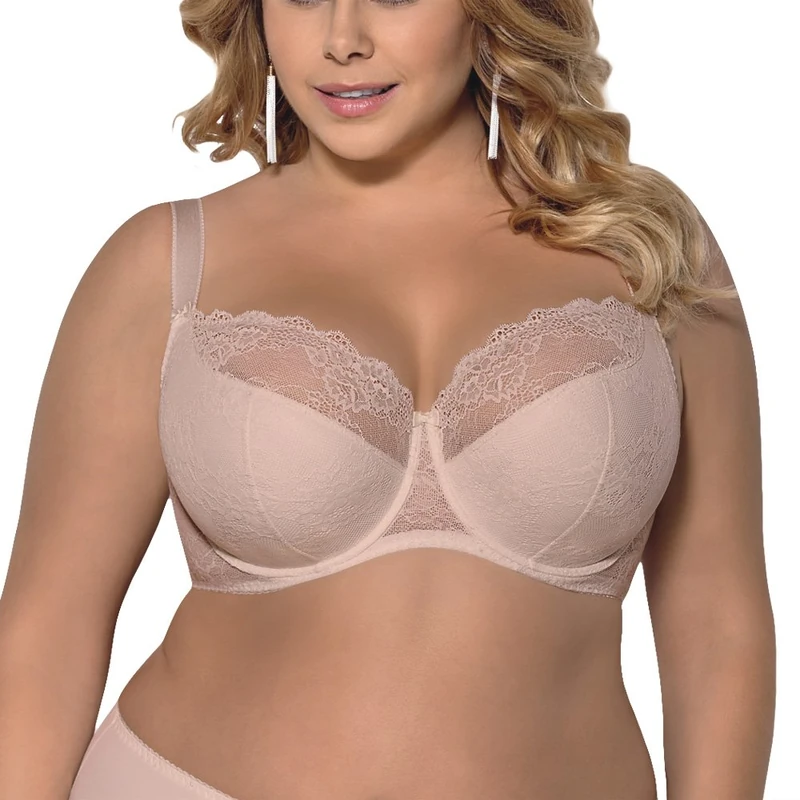 Gorsenia K357 Blanca Underwired Semi Padded Bra Lace Made in EU, Beige,38G