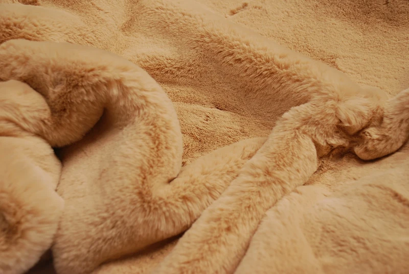 Super Luxury Faux Fur Fabric Material - Plush Super Soft Beige, 1Mtr - 150cm x 100cm