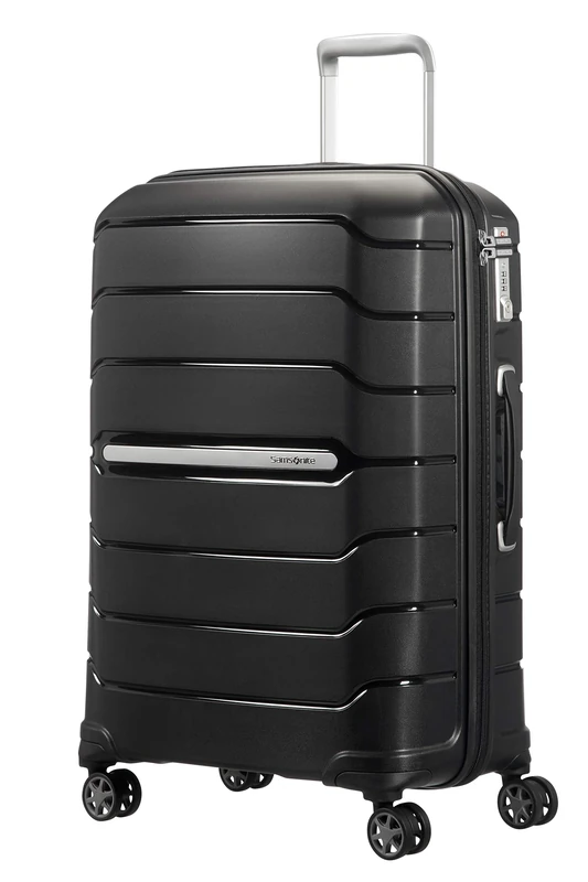 Samsonite Flux - Spinner M, Expandable Suitcase, 68 cm, 75/85 L, Black (Black)