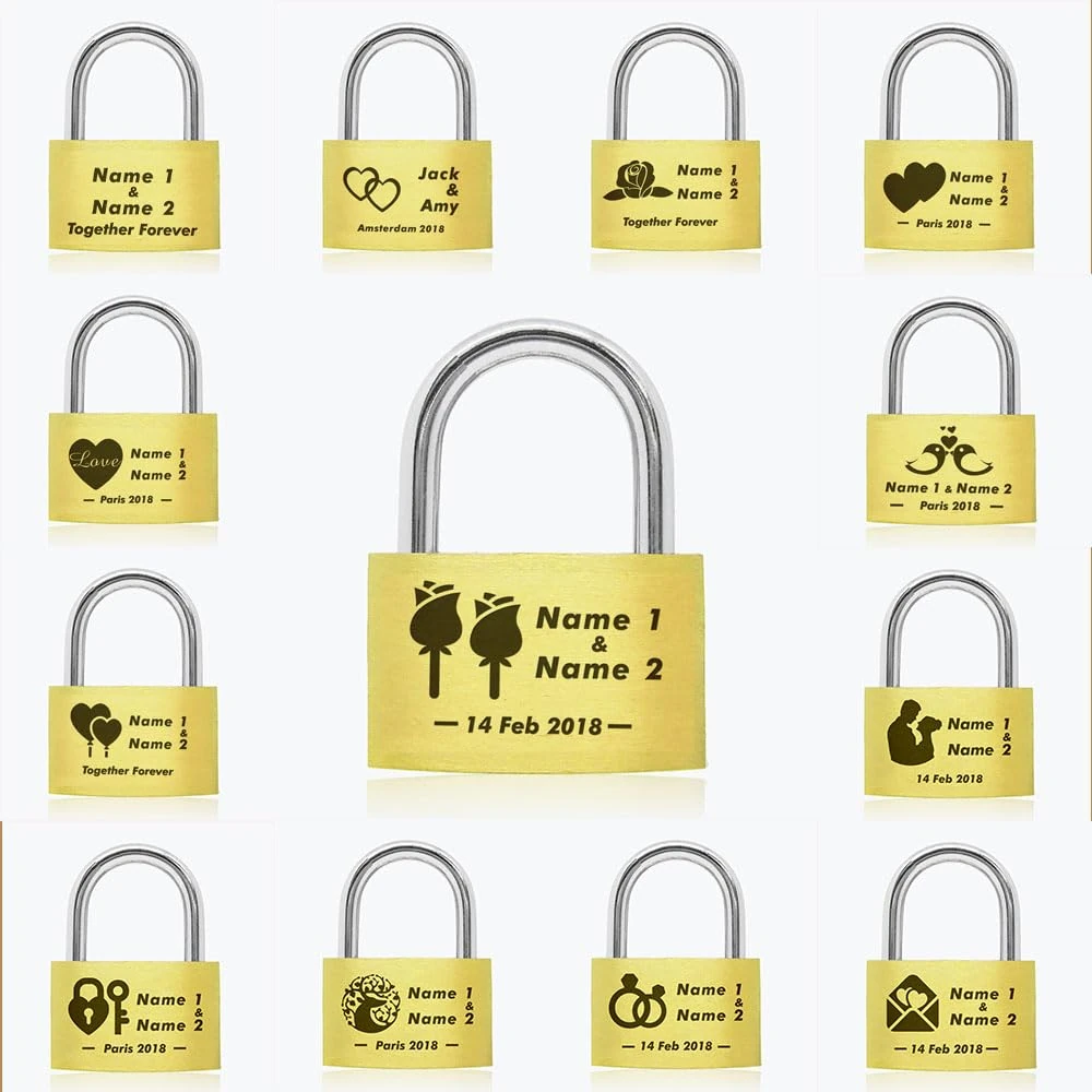 Personalised Engraved PadlockWedding | Annivesary Gift | Present Love Lock Comes in Gift Box Hand Finished in UK(Rose 2)