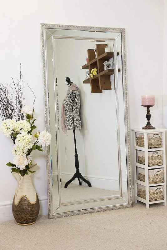 MirrorOutlet Large Ornate Decorative Bevelled Glass Wall Mirror 170cm x 84cm, Wood,Grey,GL347 - Image 1