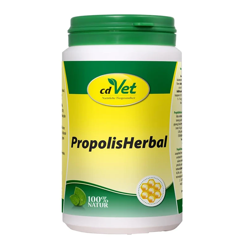 cdVet Naturprodukte PropolisHerbal 190 g - Dog, cat, small animals - Complementary feed - Strengthening the immune system + vitality for the organism - vitamin supplier - organ support -