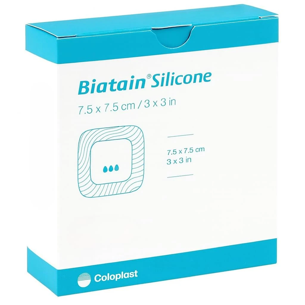 Biatain Silicone Foam Adhesive Dressing 7.5x7.5cm Pack of 10