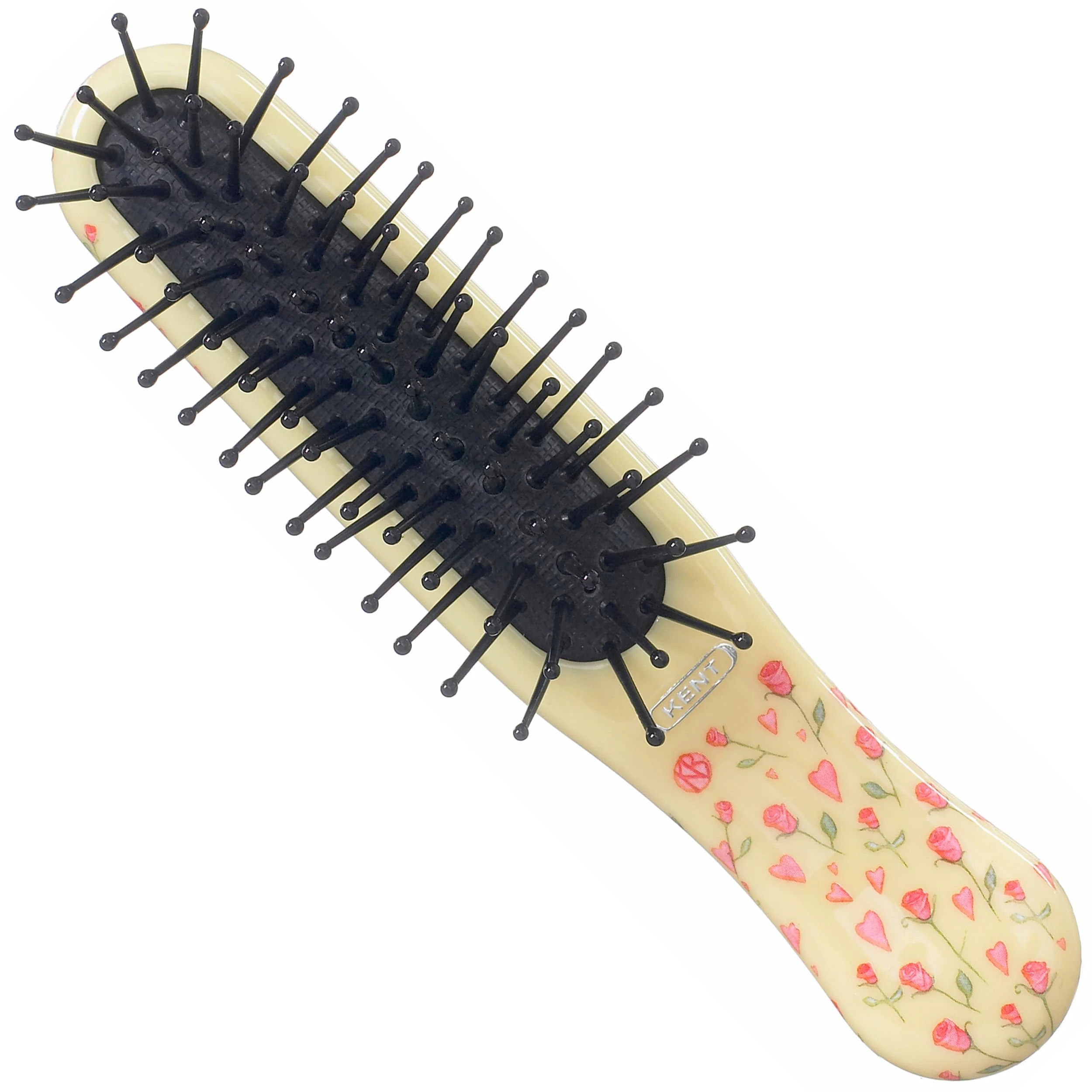 Kent ArtHedz Hearts and Roses Designed Pocket Size Hairbrush