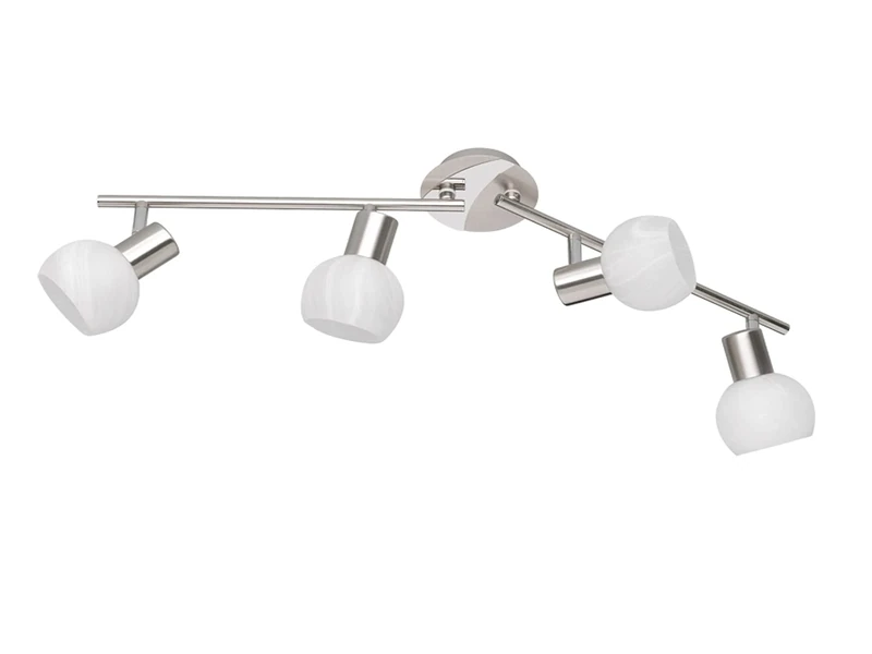 RL LIVE YOUR LIGHT Spot, Metal Glass Alabaster-Coloured White, E14, Matt Nickel/Chrome