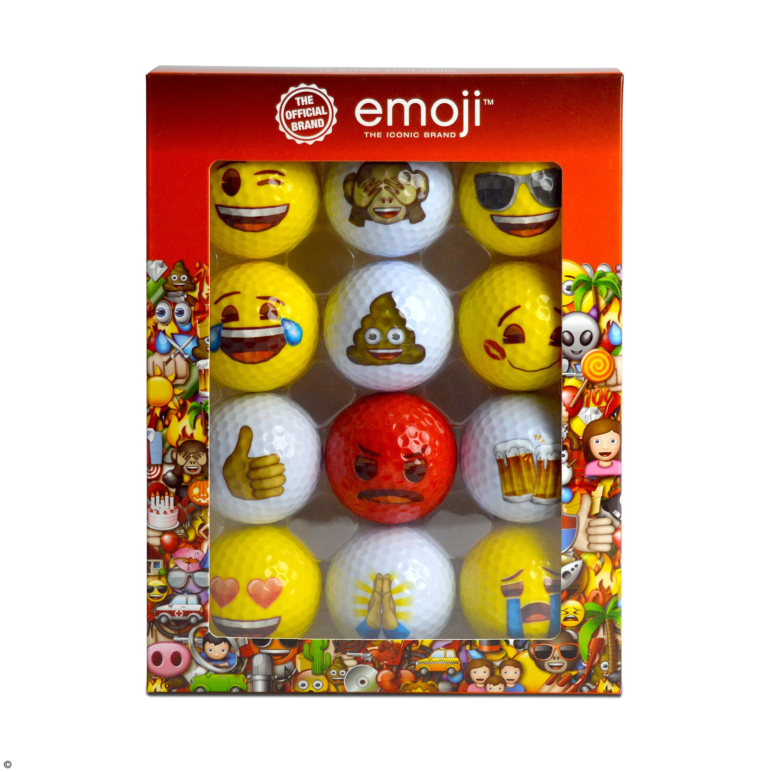 Official Emoji Novelty Fun Golf Balls (Pack of 12), Red