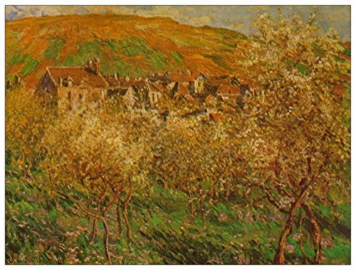 ArtPlaza Monet Claude-Blooming apple trees Decorative Panel, Wood, Multi-Colour, 80 x 1.8 x 60 cm