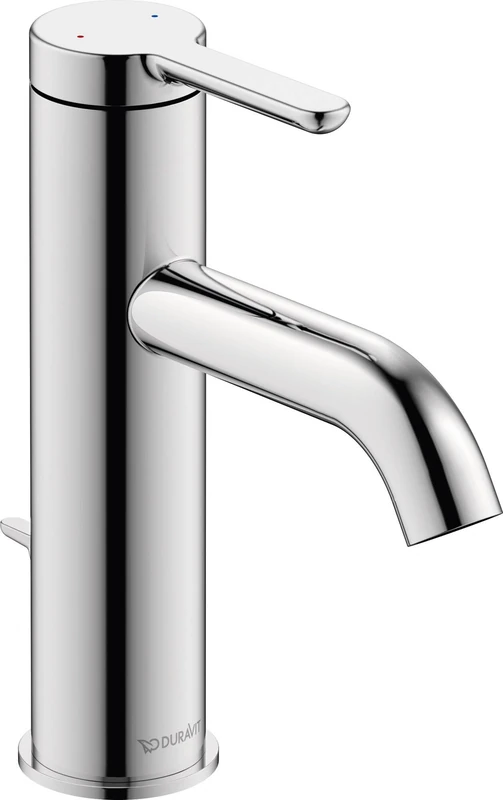 Duravit C11020 C.1 Washbasin Mixer Tap Size M (Spout Height 86 mm) Bathroom Tap with Pop-Up Drain Fitting, Sink Tap with Ceramic Cartridge, Chrome, M