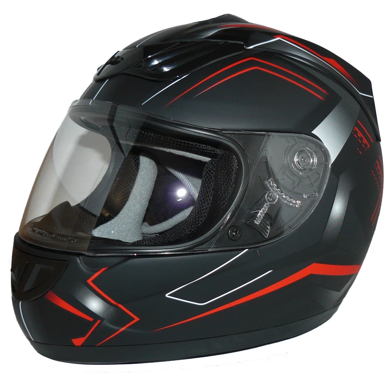 protectWEAR Motorcycle Helmet H510 Arrow, Black Matt/Red, Size XL