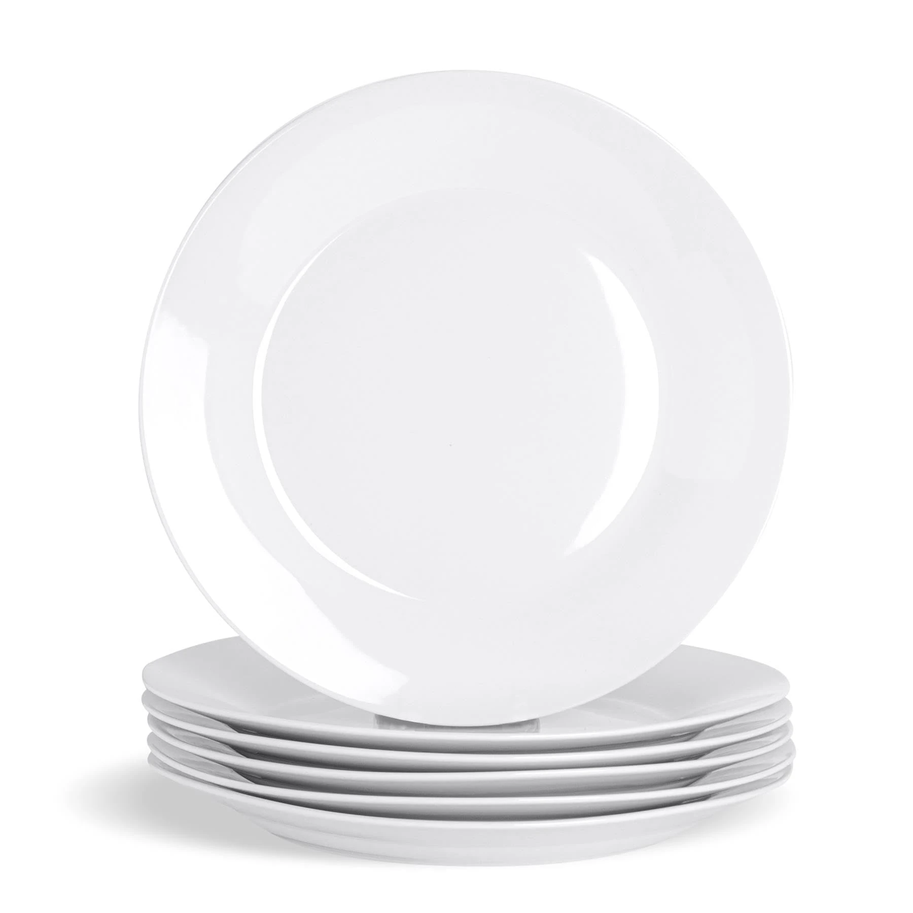 Argon Tableware 12-Piece Classic White Dinner Plates 27cm - Dishwasher and Microwave Safe Porcelain 10.5 inches Large Main Course Plate Dinner Serving Dishes Set