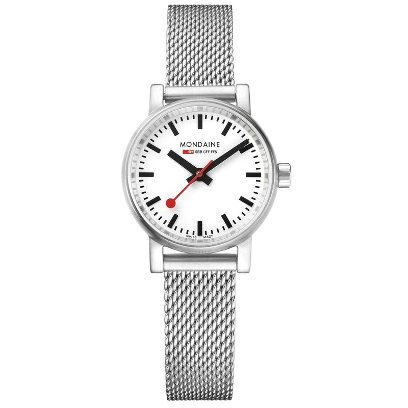 Mondaine - Evo2 MSE.26110.SM Womens Watch 26mm - Official Swiss Railways Wrist Watch Silver Steel Strap - 30m Water Resistant - Sapphire Crystal - Watches for Men and Women