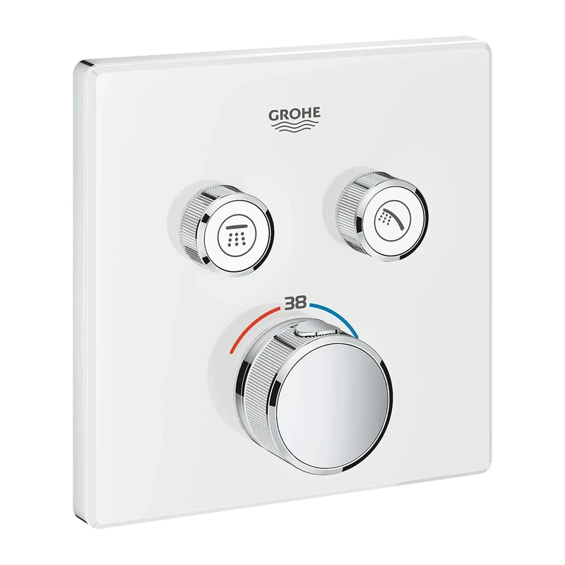GROHE Grohtherm Smartcontrol Thermostat for Shower Or Bath, for Concealed Installation, with Two Valves Square Shape, Moon White, Made In Germany By GROHE Eco-Friendly and Safety Features 29156LS0