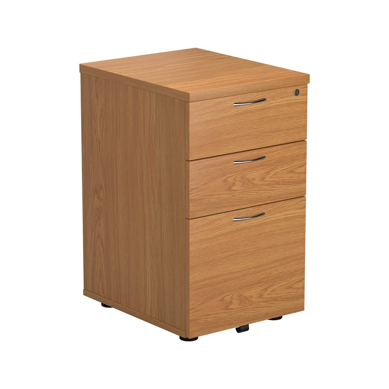 Office Hippo Heavy Duty Pedestal Filing Cabinet, File Cabinet, Office Cabinet with Anti-Tilt Mechanism, Lockable Filing Cabinet, Versatile Under Desk Office Storage - Oak, 3 Drawer