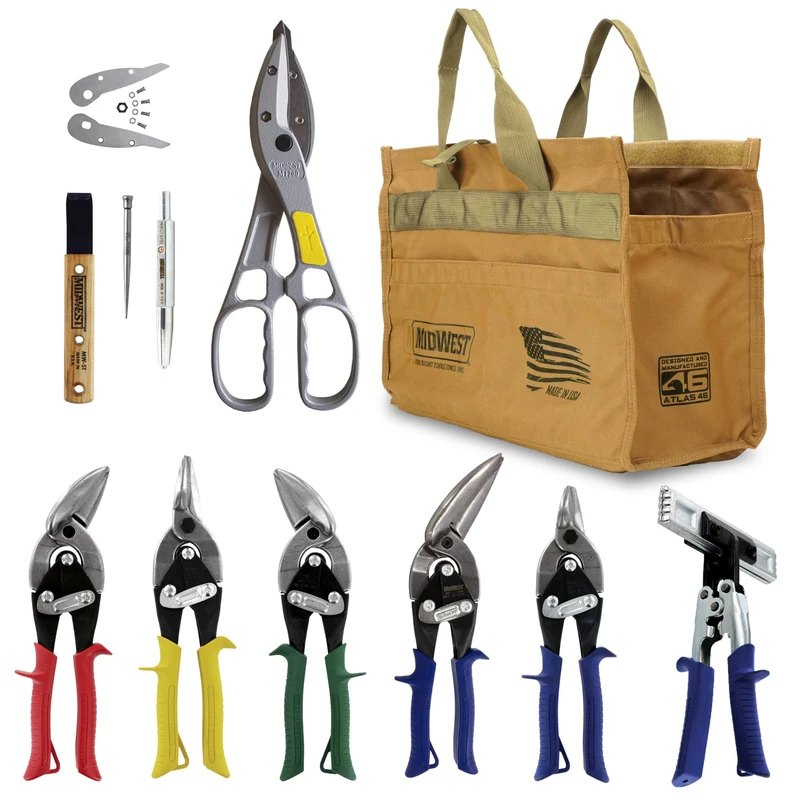 MIDWEST Building Tool Kit - 10 Piece Set Includes Aviation Snips with Siding Tools & Bag - MWT-BULDKIT03