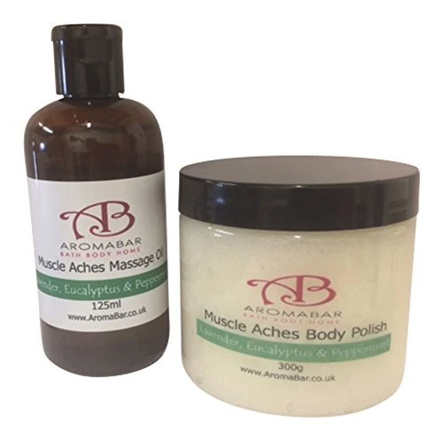 Muscle Aches Dead Sea Salt & Shea Butter Scrub & Massage Oil Gift Pack